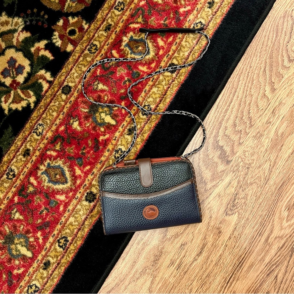 Vintage Dooney & Bourke Black and Brown Leather Crossbody Planner Organizer